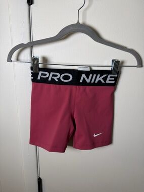 Nike Pro Kids Shorts Pink with Black Waistband